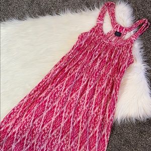 Pink and white printed maxi dress